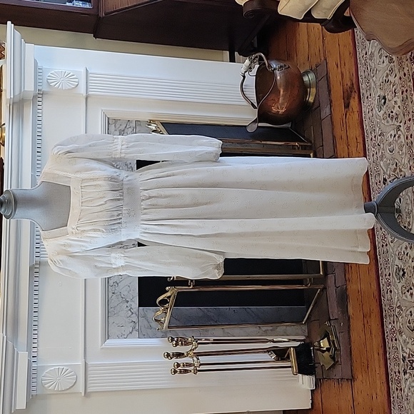 Vtg 70's Swiss Dot Peasant Dress - Picture 2 of 12